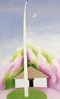 House Canvas Paintings - Flagpole And White House